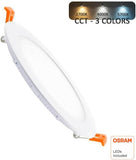 COUSON Empotrable LED Redondo 24W Ultra Fino Techo Ø225mm Placa Extraplana 3360 Lumenes Luz Mulit-color 3CCT 2700K-4000K-5700K