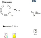 COUSON Empotrable LED Redondo 10W Ultra Fino Techo Ø120mm Placa Extraplana 1400 Lumenes Luz Mulit-color 3CCT 2700K-4000K-5700K