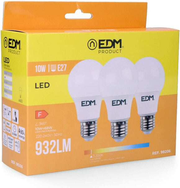 EDM 98206 Kit 3 Bombillas Standard Led, Luz Calida